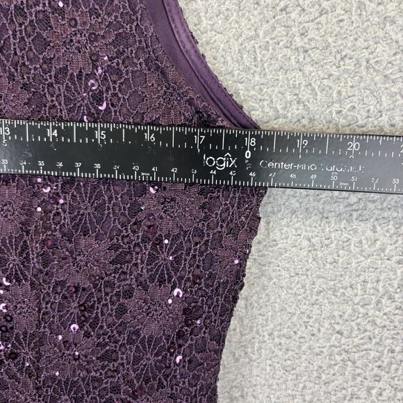 R&M Richards Dress Set 14P Purple 2 Pc Sequin MOB Wedding Cocktail Party Cruise - Picture 11 of 13